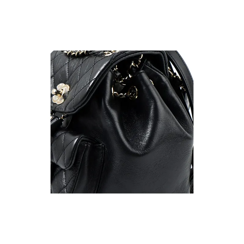 CHANEL Cow Leather Backpack Trumpets Women's Black-4
