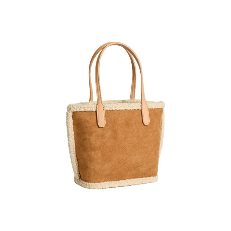 NOMK PU Tote Bag, Shopping Bag, Combo Bag, Handheld Underarm, One Shoulder Handbag Regular Women's Brown-4