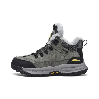 Jeep Fleece Lined Collection Warm Anti Slip And Wear Resistant Mid Top Outdoor Shoes Men's Gray