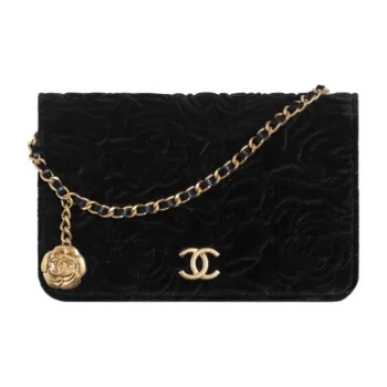 CHANEL WOC Velour Crossbody Bag, Shoulder Bag Women's Black