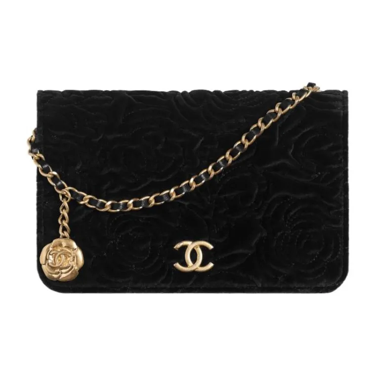 CHANEL WOC Velour Crossbody Bag, Shoulder Bag Women's Black-0