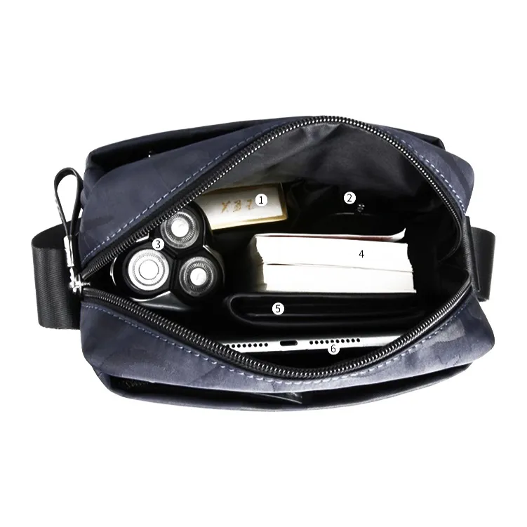 BJIAX Microfiber Synthetic Leather Nylon Crossbody Bag, Shoulder Bag Men's Blue Camouflage/Black Camouflage-2
