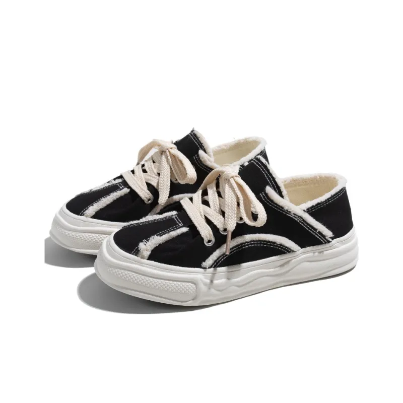 TUOPIN Dissolve Wasteland Style Wear-Resistant Height Increasing Low-Top Canvas Shoes Unisex-2