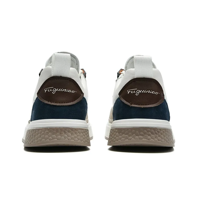 Rich Birds Wear Resistant Slip Resistant Low Top Skateboard Shoes Men's Beige-3