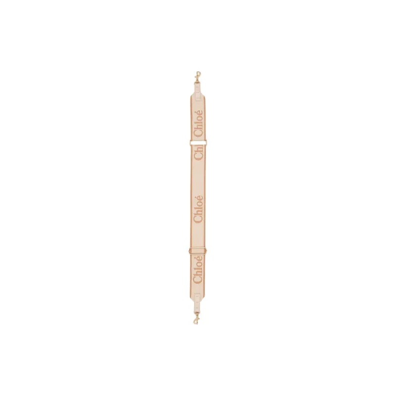 Chloe Canvas Blended With Polyester Bag Straps Women's Pink Beige-1