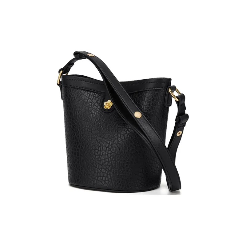 CinvaiKrose Cow Leather Shoulder Bag, Crossbody Bag, Bucket Bag, Cylinder Bag Small Size Women's Brown/Apricot/Black-13