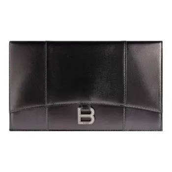 Balenciaga Smooth Calf Leather Clutch Women's Dark Gray