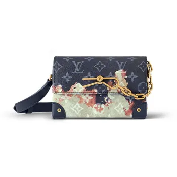 LOUIS VUITTON Steamer Monogram Coated Canvas Small Box Shoulder Bag Crossbody Bag Regular Men's Ink Blue