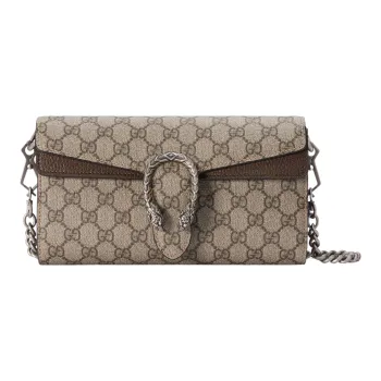 GUCCI Dionysus Leather Paneled Canvas Crossbody Bag, Shoulder Bag Women's Brown