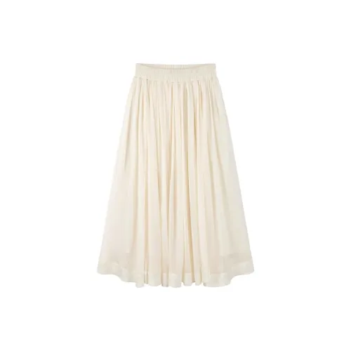 Meat meat small cherries Casual Long Skirts Women's Beige