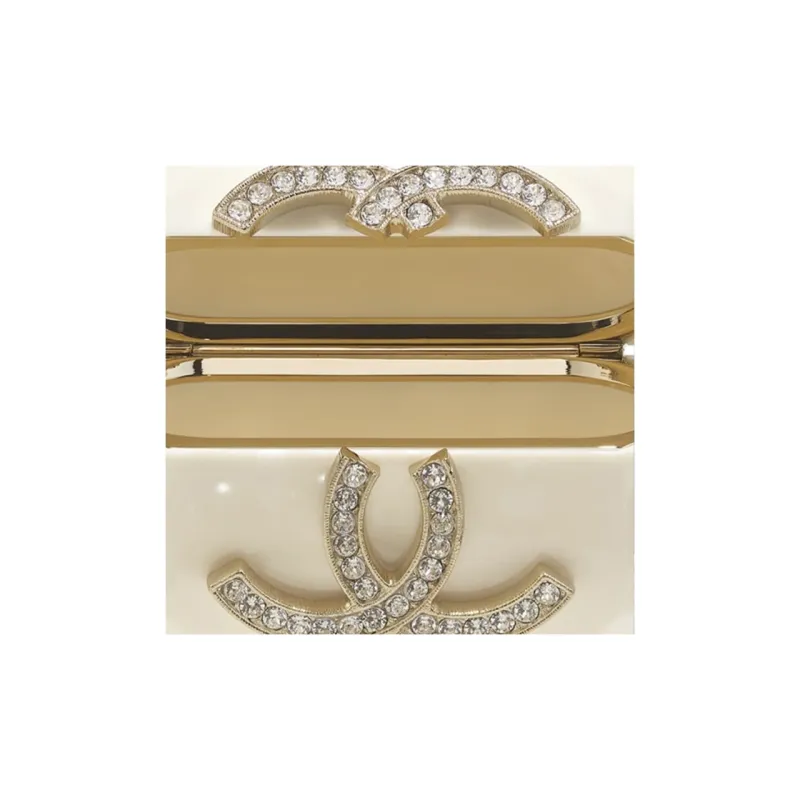 CHANEL Lambskin Earphone Case Women's White-4