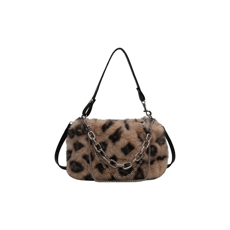 NOMK Plush Chain Bag, Shoulder Bag, Crossbody Bag Regular Women's White/Gray/Pink/Khaki-8