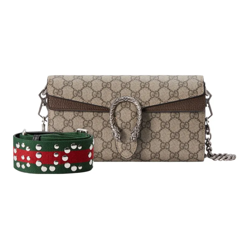GUCCI Dionysus Leather Paneled Canvas Crossbody Bag, Shoulder Bag Women's Brown-1