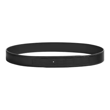 HERMES Touch Collection Solid Color Design Calfskin Crocodile Leather Leather Belts Men's Black Width: 3.2CM