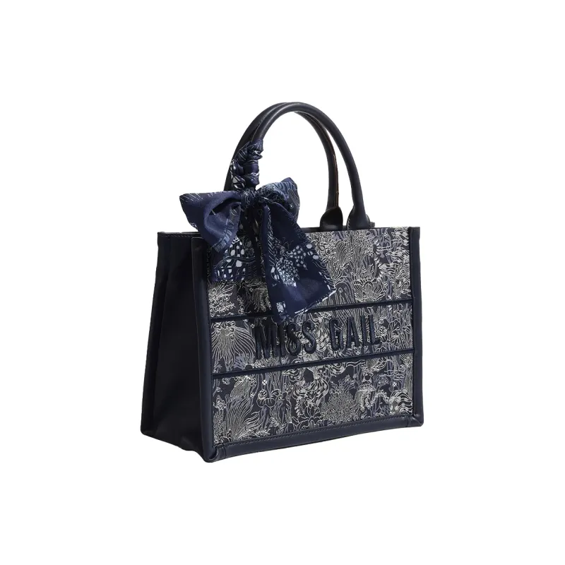 MISS GAIL Artificial Leather Tote Bag, Shopping Bag, Handbag Medium Size Women's Blue/Gray-8