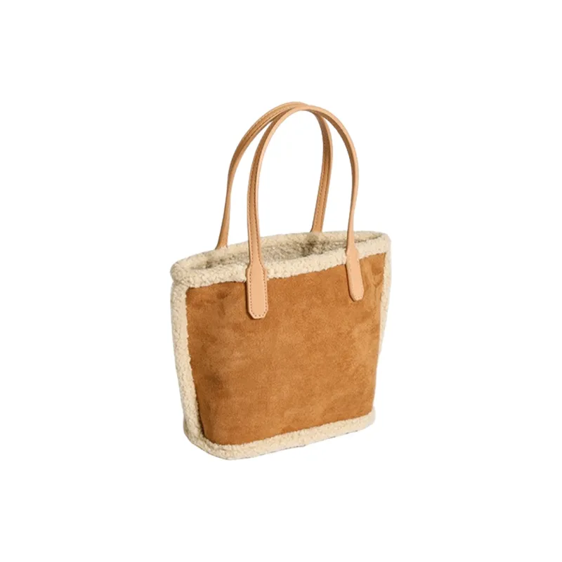 NOMK PU Tote Bag, Shopping Bag, Combo Bag, Handheld Underarm, One Shoulder Handbag Regular Women's Brown-2