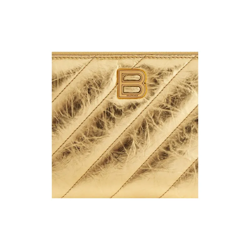 Balenciaga CRUSH Calfskin Wallet Regular Women's Gold-2