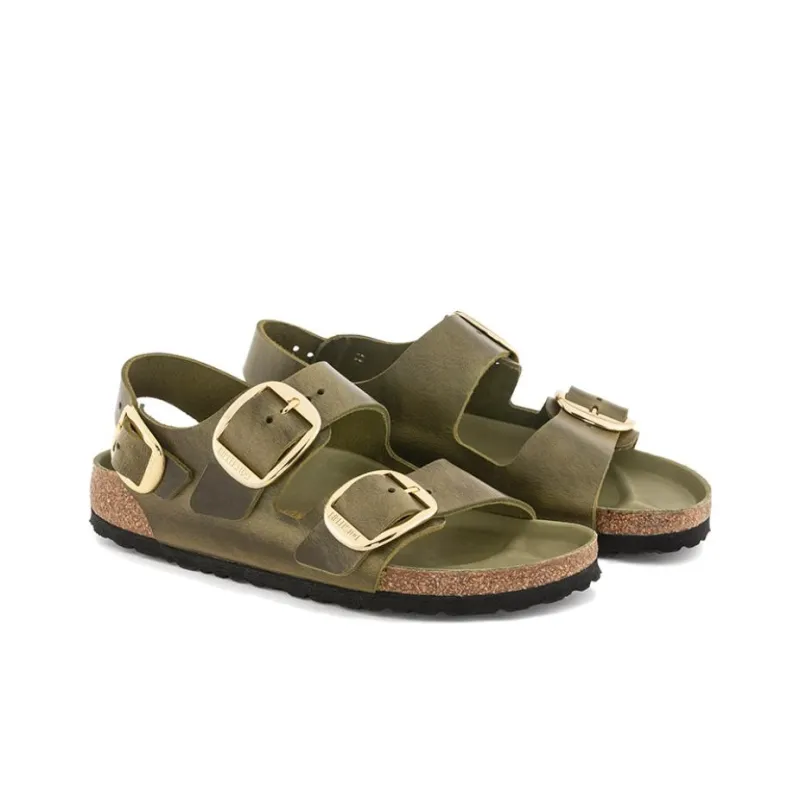 Birkenstock Milano Big Buckle Beach Sandals Women's Olive Green Regular-2