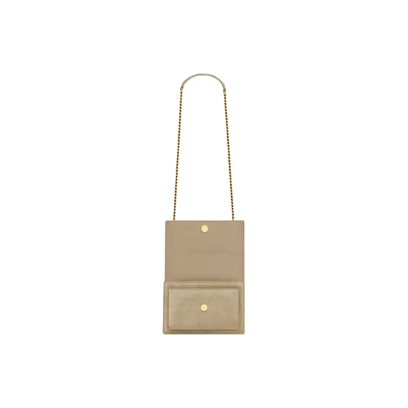 SAINT LAURENT SUNSET Calfskin With Metal Shoulder Bag Crossbody Bag Small Size Women's Matte Gold-5