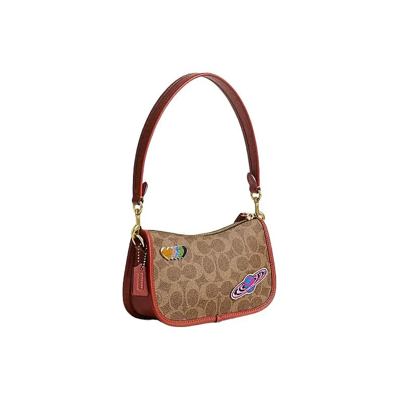 COACH Swinger PVC With Cow Leather Shoulder Bag Handbag Shoulder Bag Women's Brown-1