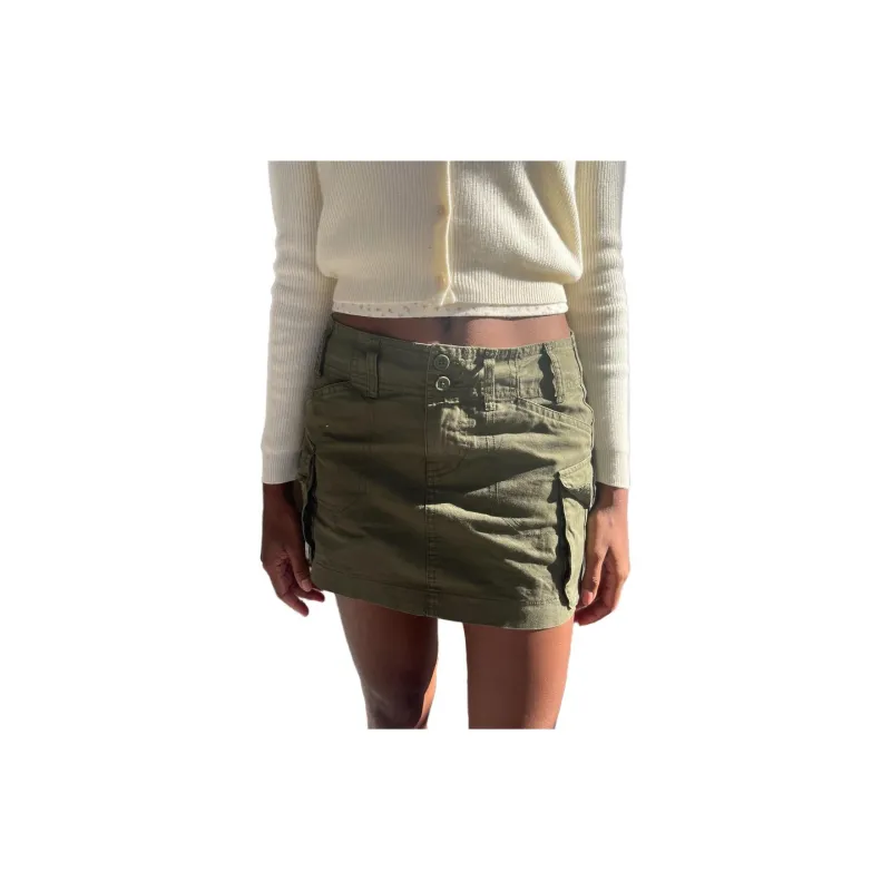 Brandy Melville Casual Short Skirts Women's Army Green-1