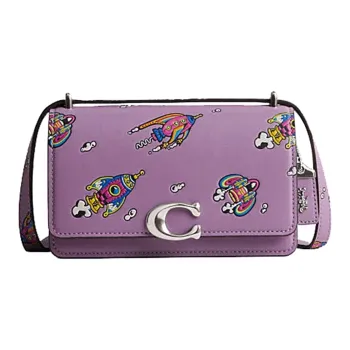 COACH Bandit Cow Leather Small Square Bag Shoulder Bag, Crossbody Bag Trumpets Women's Purple