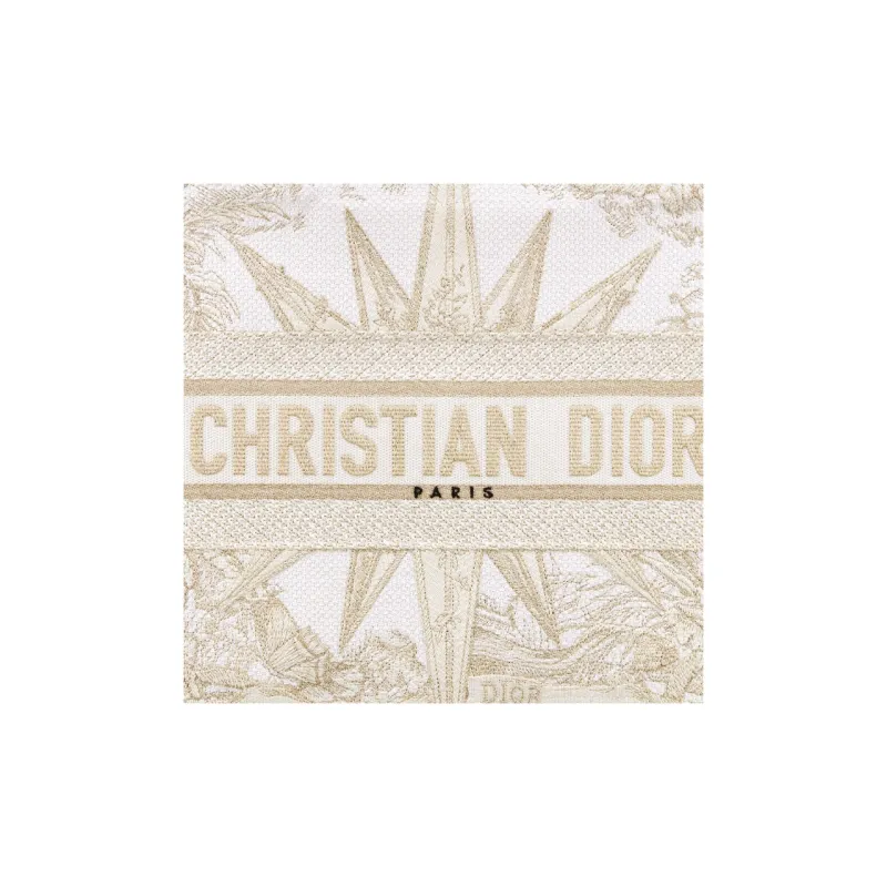 DIOR BookTote Embroidery Tote Bag Shopping Bag Handbag Medium Size Women's Light Gold-4