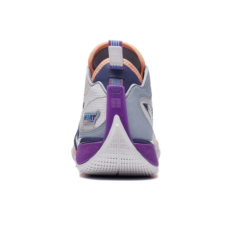 LiNing Wade Shadow 5 Cushioning, Slip Resistant, Rebound Mid Top Basketball Shoes Men's White Sand Gray-5