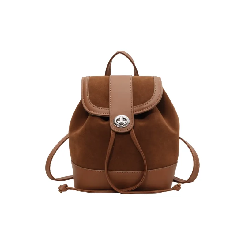 UNITE STAR PU Backpack Medium Size Women's Black/Coffee/Khaki-8