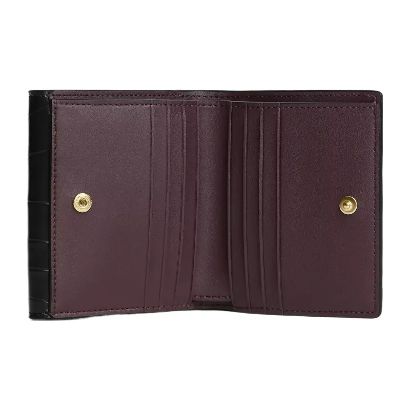 COACH Morgan Crocodile Embossed Leather Wallet Mini Women's Black-1