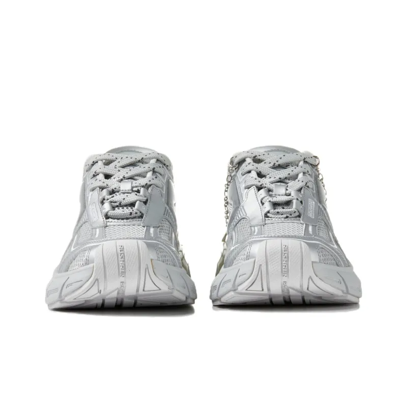 RUSHRUN WAGON 01 Height Increasing Wear Resistant Low Top Chunky Sneakers Unisex Silver Gray-3