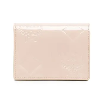MCM Aren Patent Leather Wallet Mini Women's Irish Cream