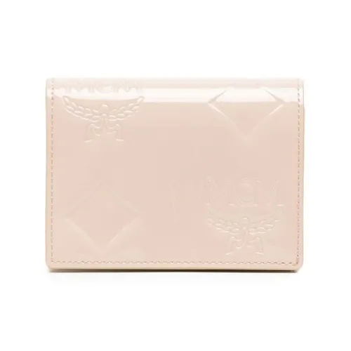 MCM Aren Patent Leather Wallet Mini Women's Irish Cream