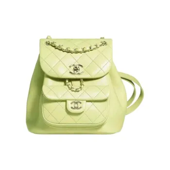 CHANEL Duma Cow Leather Backpack Trumpets Women's Light Yellow