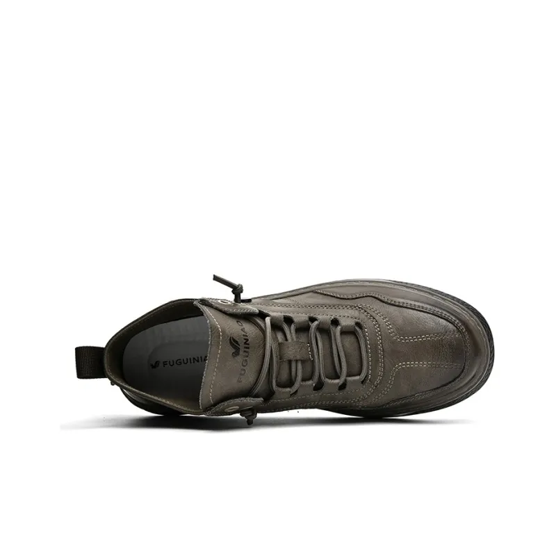 Rich Birds Lightweight Wear Resistant And Slip Resistant Mid Top Skateboard Shoes Men's Khaki-2