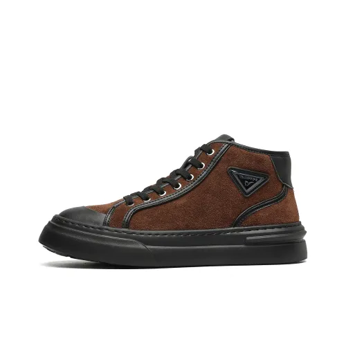 TRUMPPIPE High Top Skateboard Shoes Men's Brown