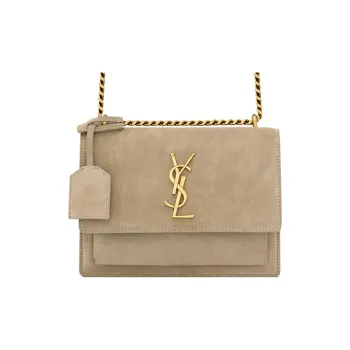 SAINT LAURENT SUNSET Calfskin With Metal Shoulder Bag Crossbody Bag Small Size Women's Matte Gold