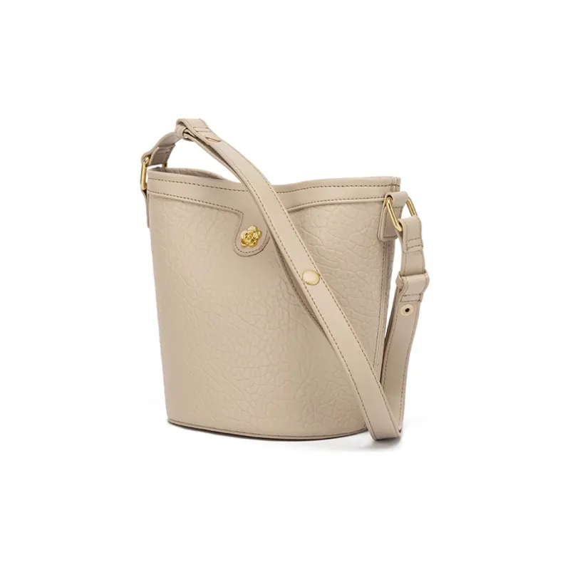 CinvaiKrose Cow Leather Shoulder Bag, Crossbody Bag, Bucket Bag, Cylinder Bag Small Size Women's Brown/Apricot/Black-7