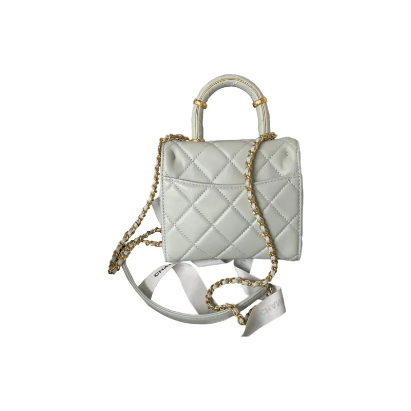 CHANEL Lambskin Flap Bag, Shoulder Bag, Crossbody Bag, Handbag Mini Women's Light Gray Blue-1
