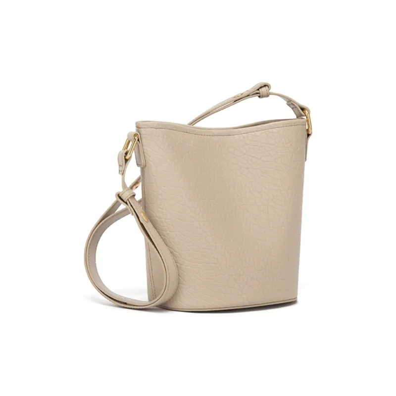 CinvaiKrose Cow Leather Shoulder Bag, Crossbody Bag, Bucket Bag, Cylinder Bag Small Size Women's Brown/Apricot/Black-8