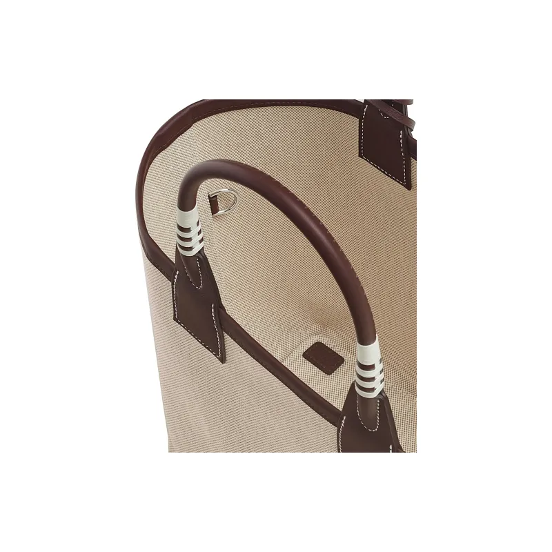 HERMES Canvas With Swift Calfskin Tote Bag Shopping Bag Handbag Women's Light Beige/Maroon-3