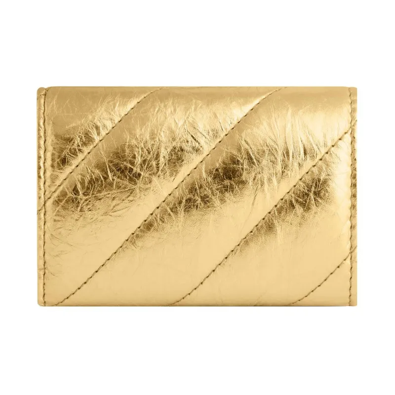 Balenciaga CRUSH Calfskin Wallets Card Holders Regular Women's Gold-1