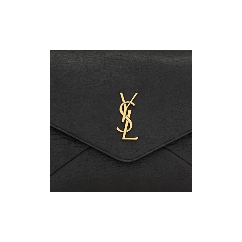 SAINT LAURENT Sheepskin Envelope Clutch Tubas Women's Black-5