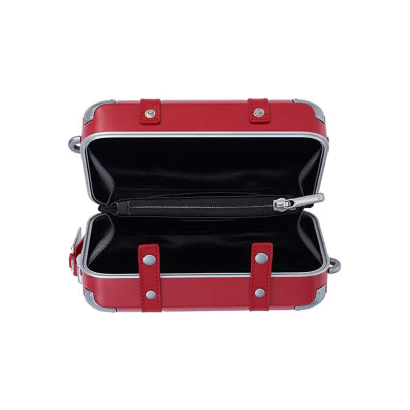 SAMSONITE Polycarbonate With Cow Split Leather Crossbody Bag Shoulder Bag Women's Red-5
