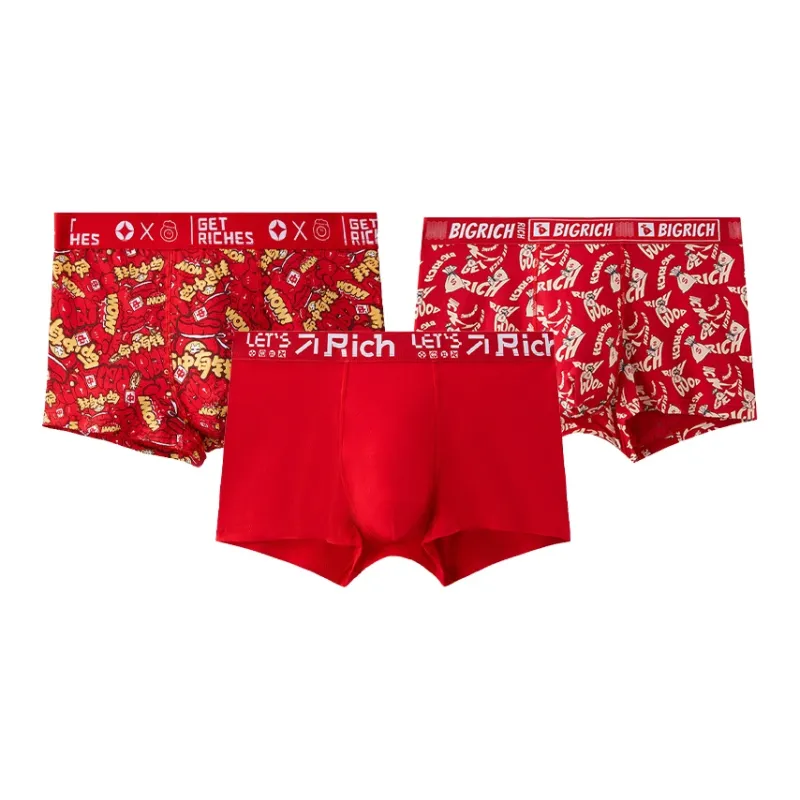 Primeet Year Of The Dragon Good Luck Series Zodiac Year Rich Collection Underpants Men's Combo Set-9