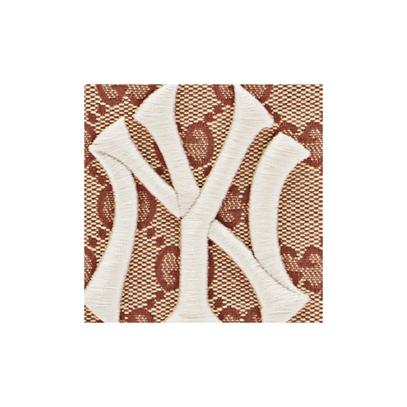GUCCI NY Yankees New York Yankees Canvas With Leather Canvas Bag Wallet Unisex Brown-5