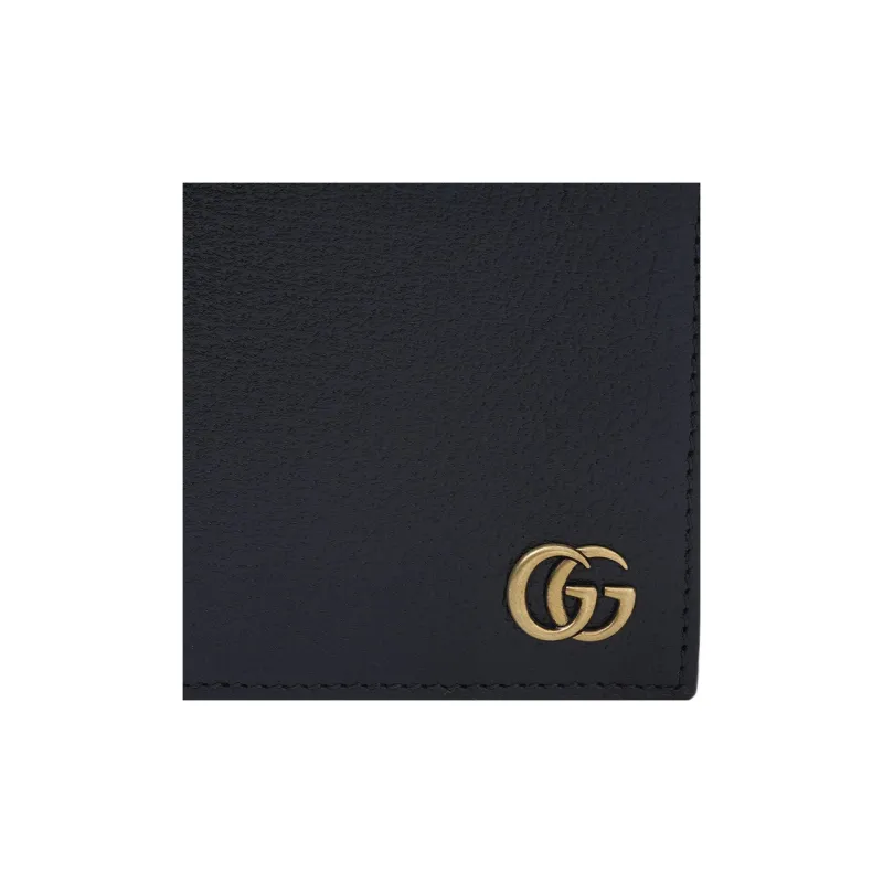 GUCCI Black Leather GG Marmont Large Bi-Fold Wallet-4