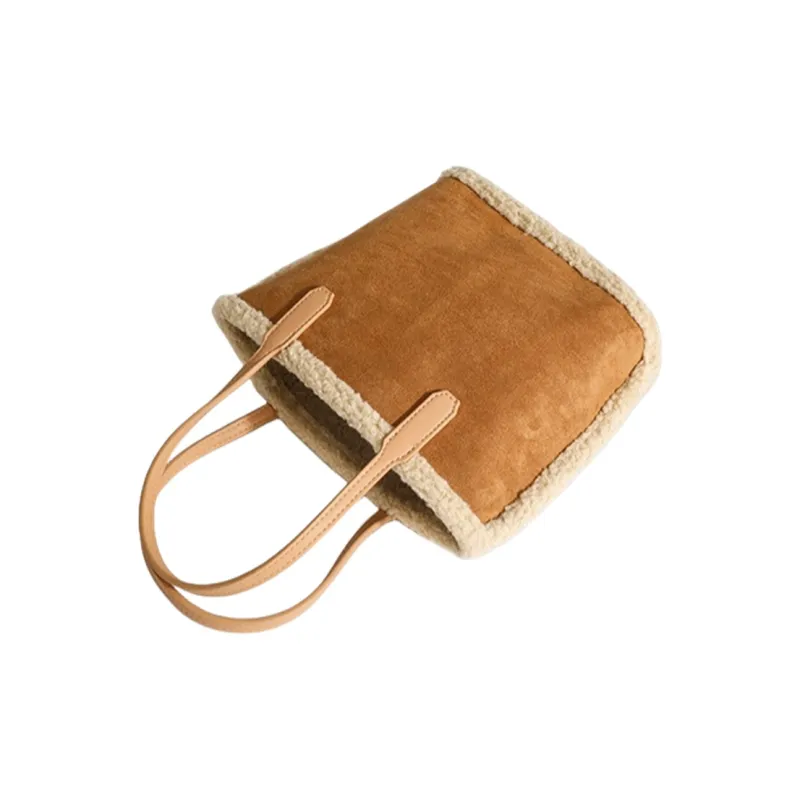 NOMK PU Tote Bag, Shopping Bag, Combo Bag, Handheld Underarm, One Shoulder Handbag Regular Women's Brown-3