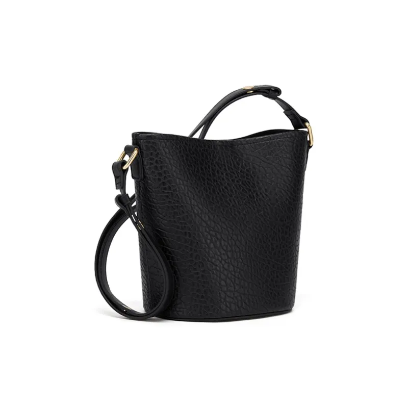 CinvaiKrose Cow Leather Shoulder Bag, Crossbody Bag, Bucket Bag, Cylinder Bag Small Size Women's Brown/Apricot/Black-14
