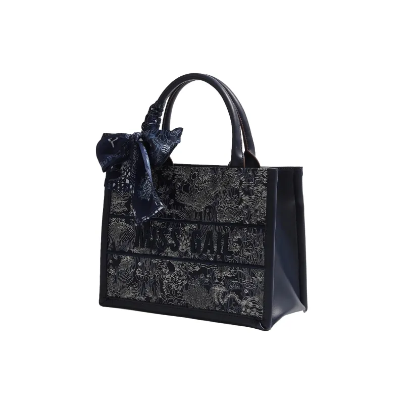 MISS GAIL Artificial Leather Tote Bag, Shopping Bag, Handbag Medium Size Women's Blue/Gray-9